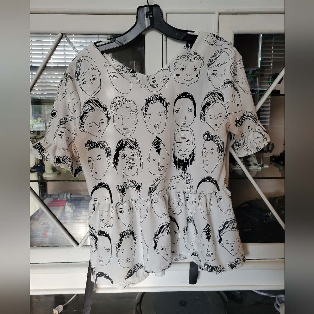 SHEIN Faces Blouse with Tie